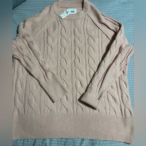 Aerie Cable Knit Crewneck Sweater - Blush Pink NWT size XS but can fit a M